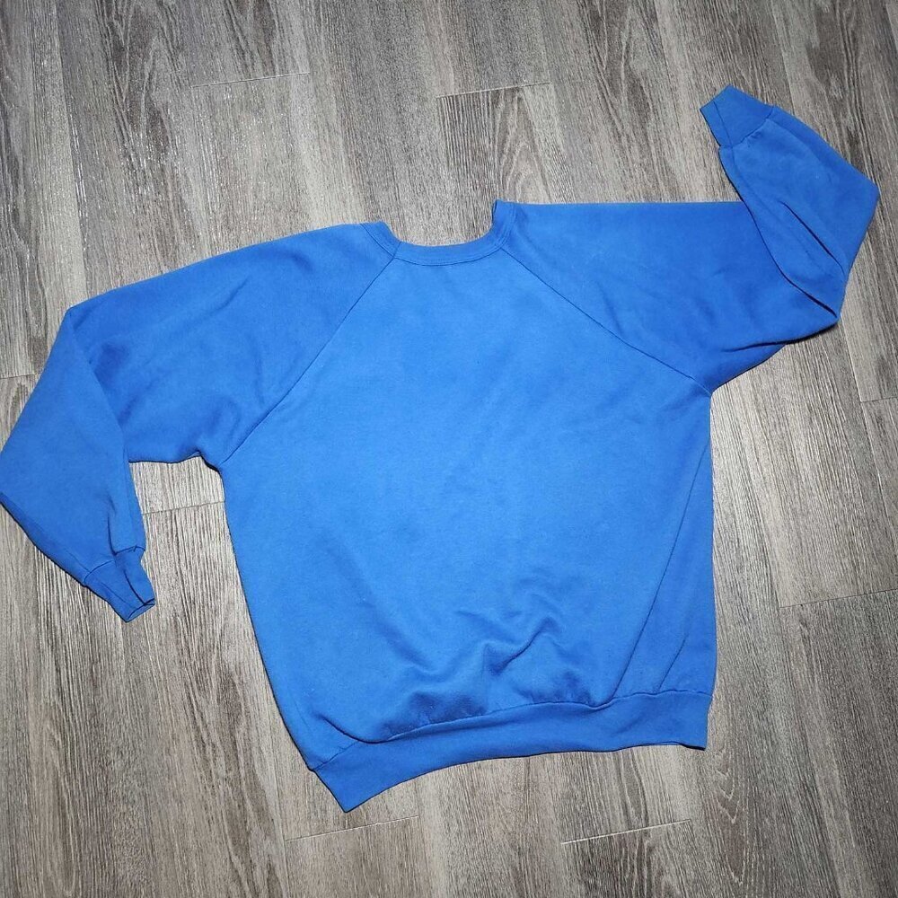 Vintage 60s Blue and White Cougars high school sports team crewneck sweater - Picture 9 of 12